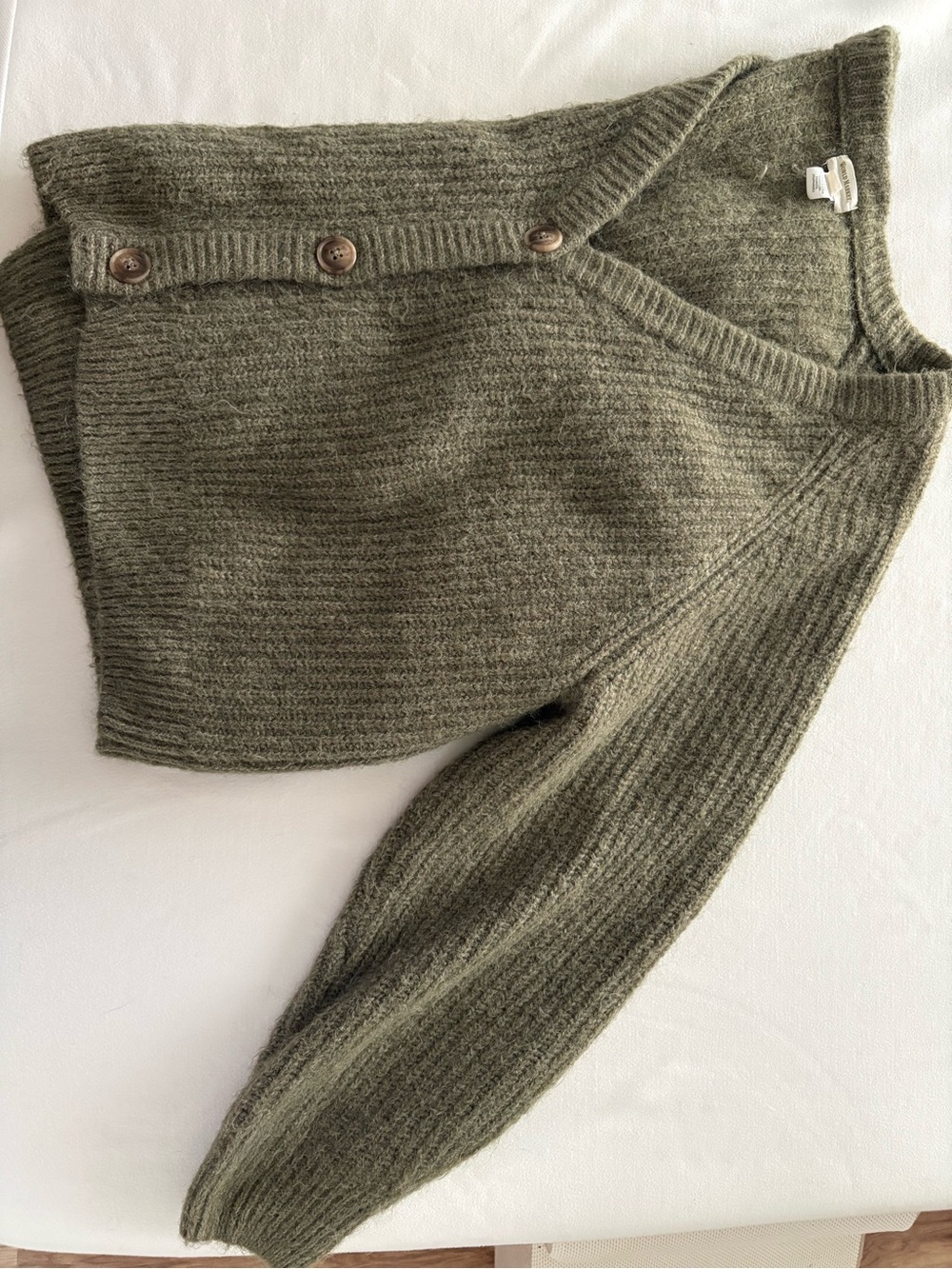 Cost Plus World Market Olive Green Ribbed Button-Up Cardigan - Picture 3 of 6